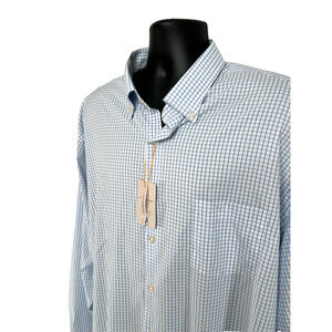 Peter Millar Men's Hanford Performance Twill Sport Shirt Cottage Blue Size XXL